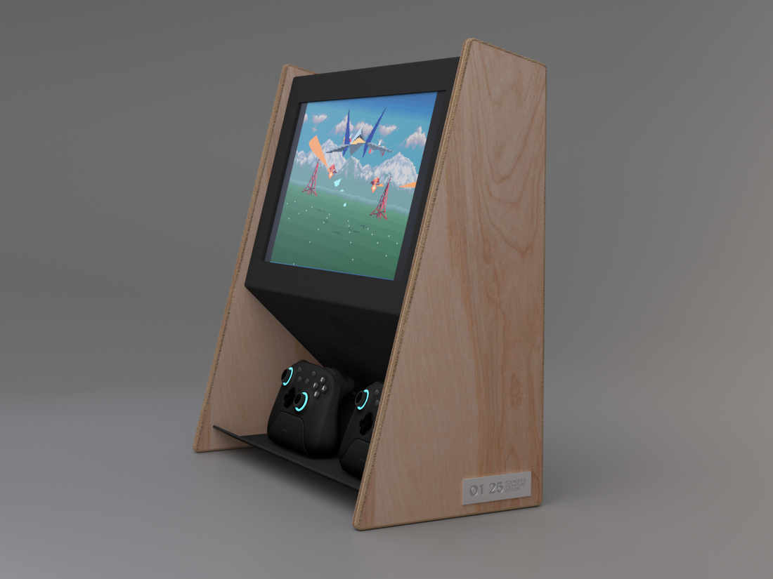 Umbrella Mini retro gaming console with walnut finish